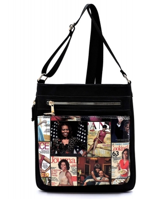 Magazine Cover Collage Crossbody Bag OD1238 MTBLACK